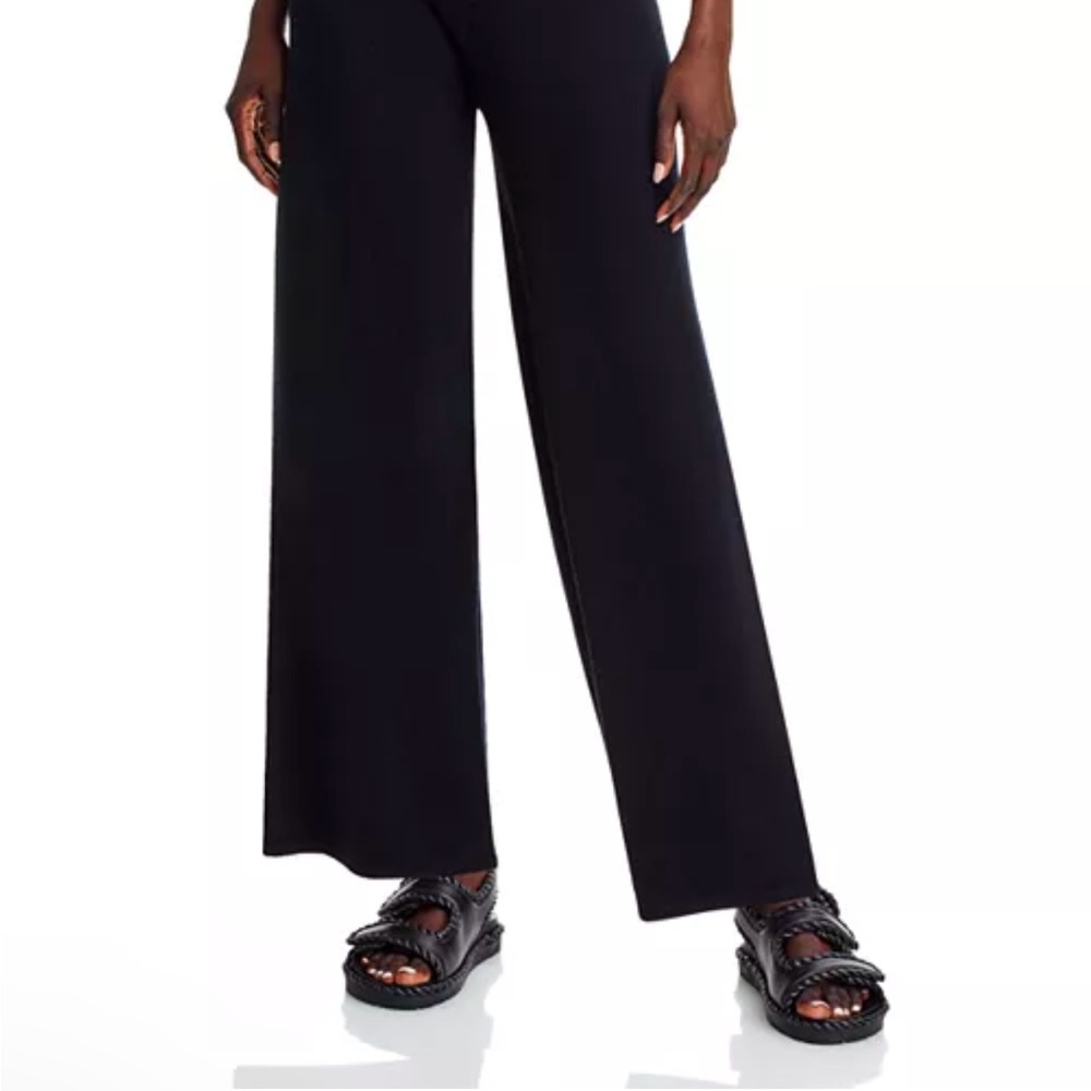 Aqua 100% Cashmere Pants Size M 100% Knit Pull On Wide Leg Lounge Black